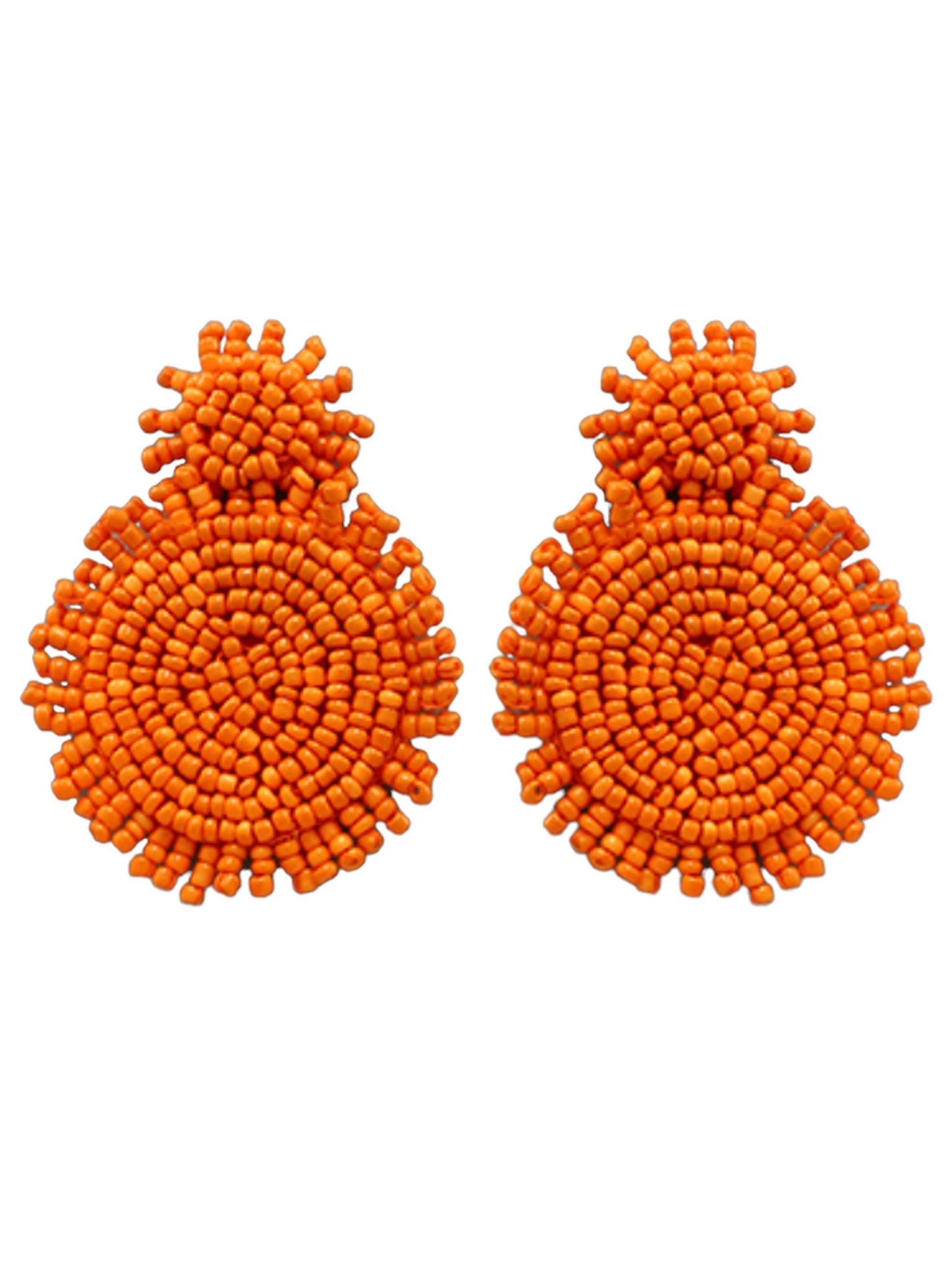 Orange Double Bead Disc Earrings