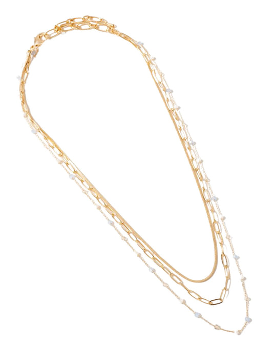 Layered Beaded Chain Necklace