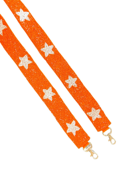 Orange and White Beaded Star Strap