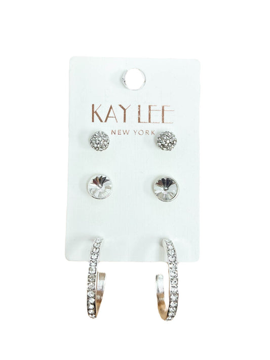 Rhinestone 3 Pair Earring Set