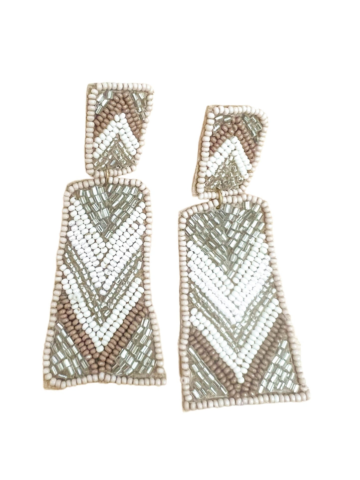 Rectangle Seed Beaded Drop Earrings