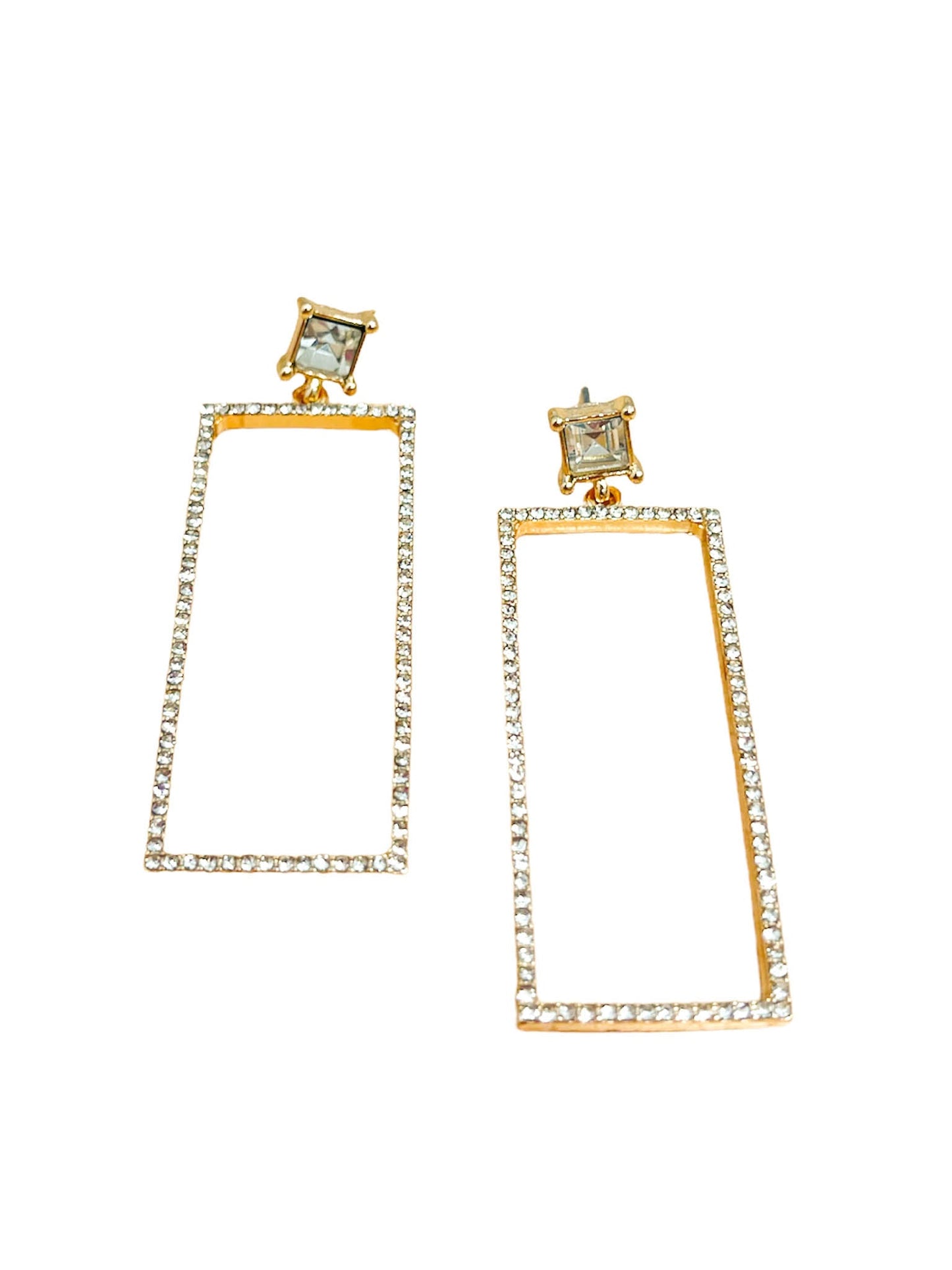 Pave Stone Rectangular Earrings