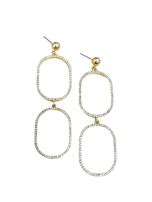 Pave Stone Double Oval Earrings