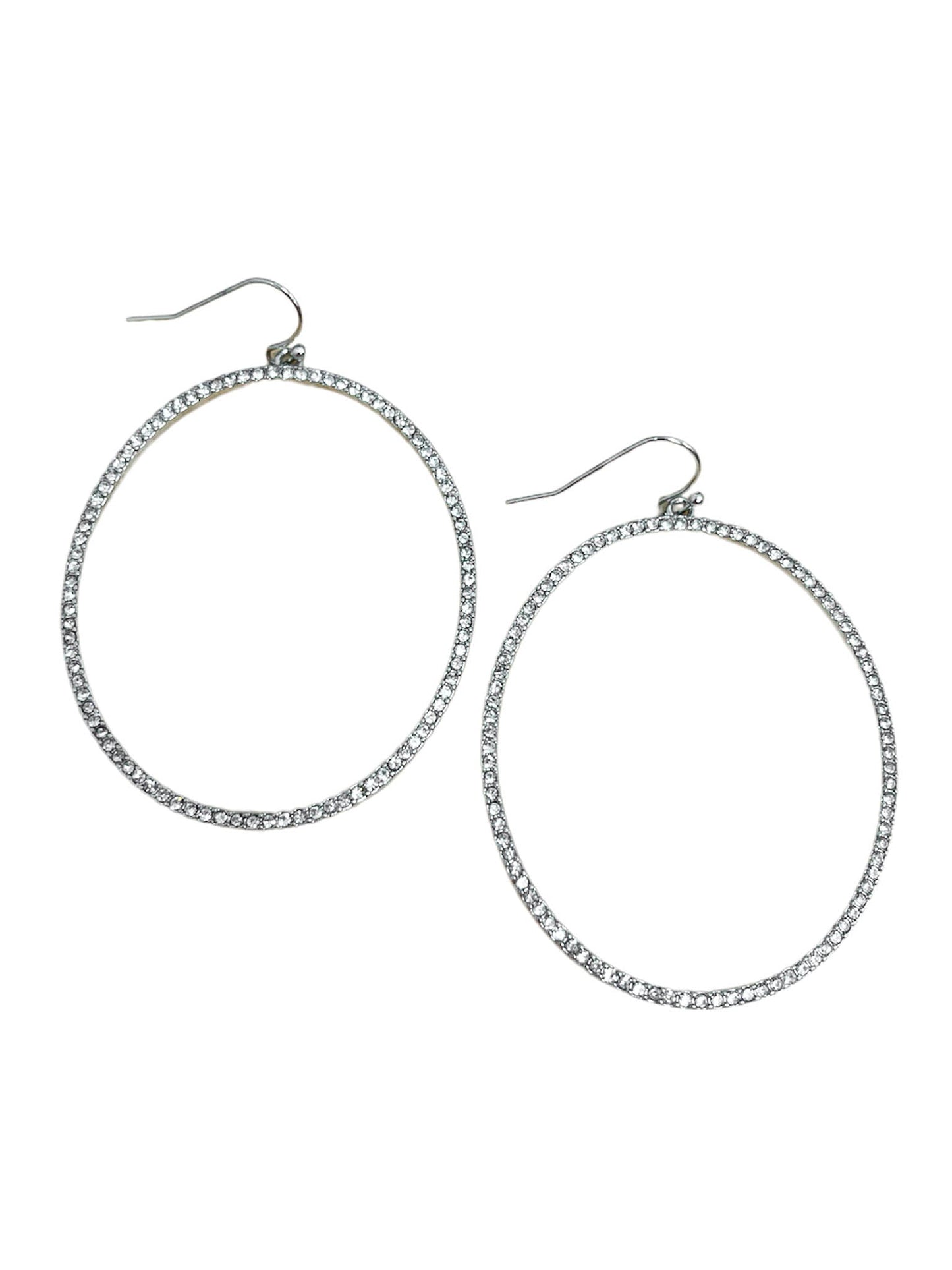 Oval Pave Stone Earrings