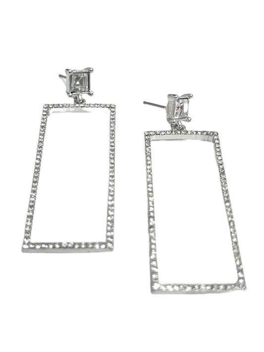 Pave Stone Rectangular Earrings