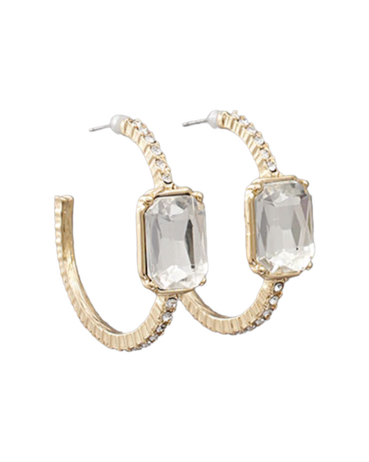 Rectangle Stone Hoops