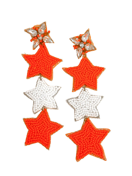 Triple Star Seed Bead Earrings