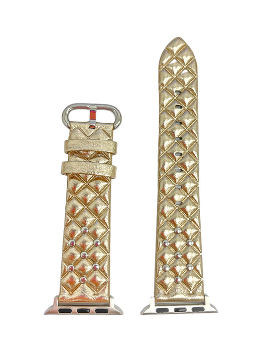 Quilted Stud Gold Smart Watch Band