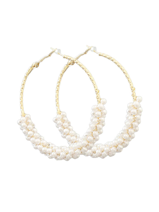 Pearl Half Wrapped Hoops