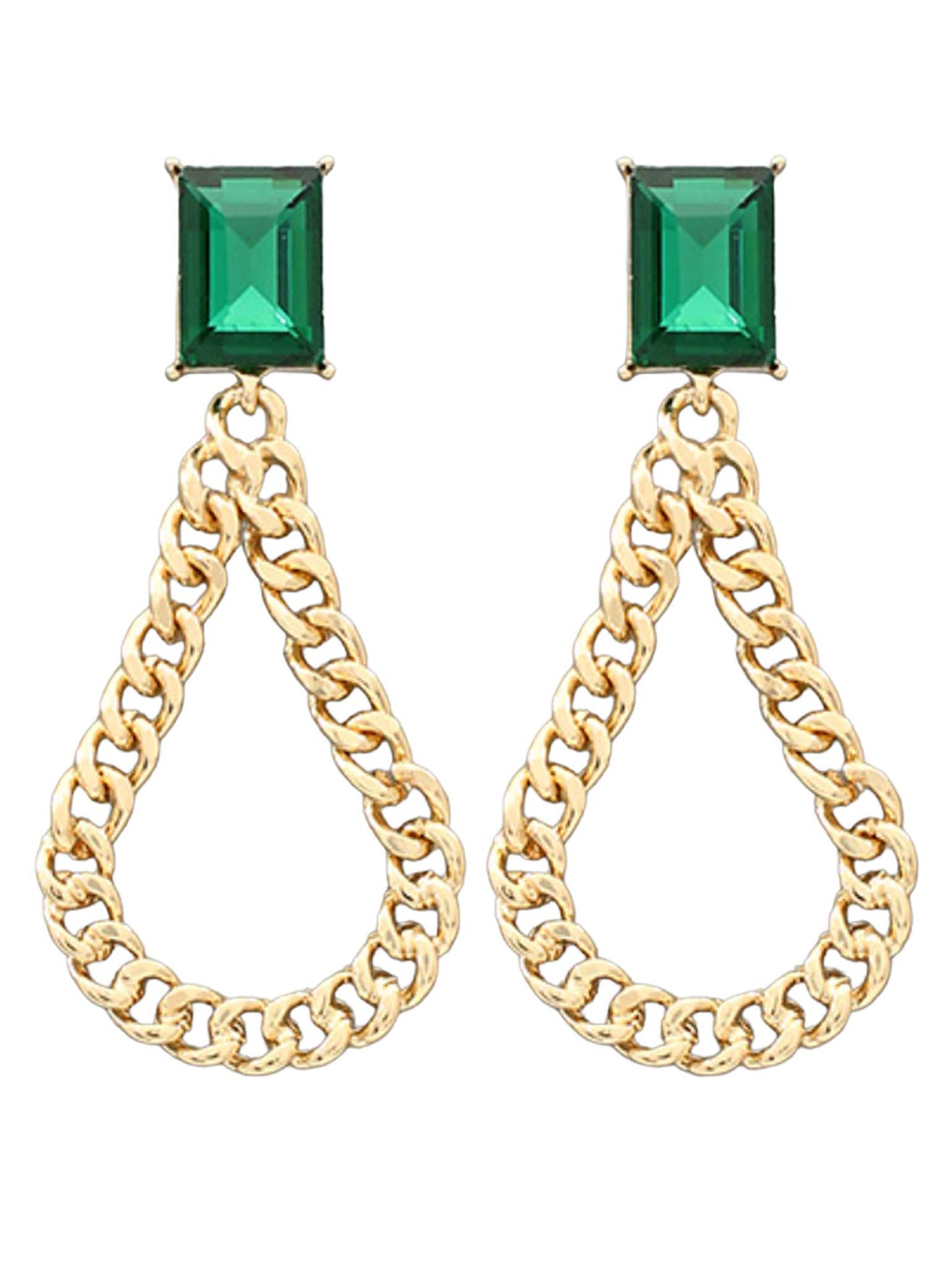 Glass & Chain Teardrop Earrings