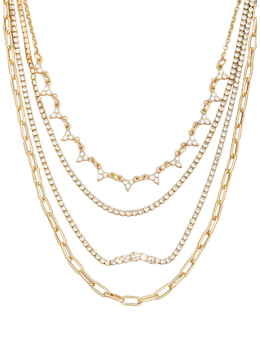 Layered Rhinestone Chain Necklace
