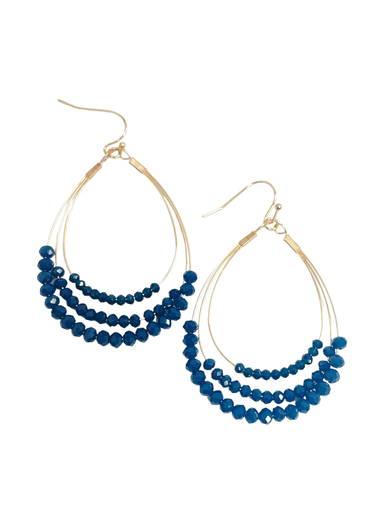 Layered Wire Bead Teardrop Earrings