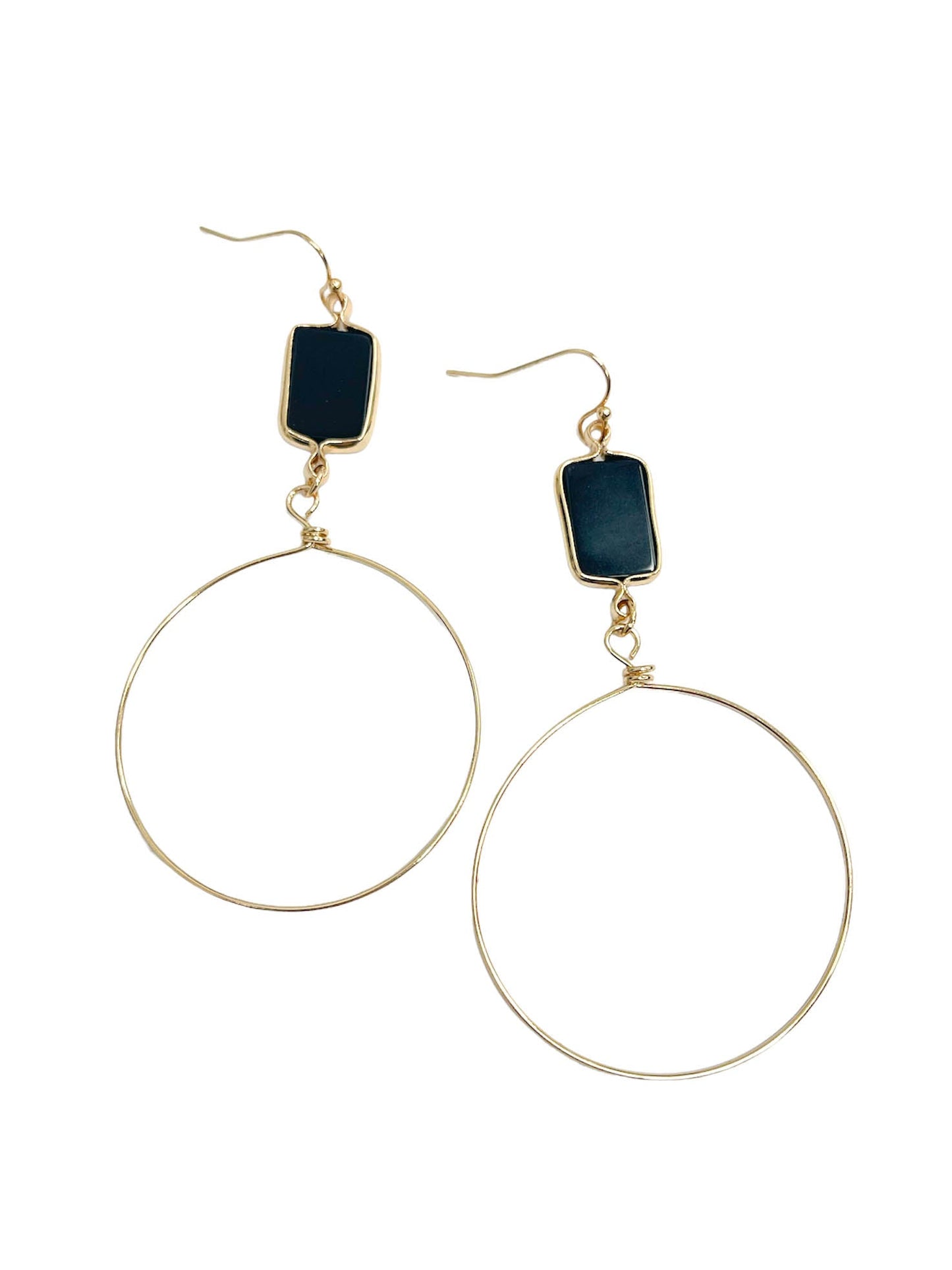 Natural Stone Circle Drop Earrings