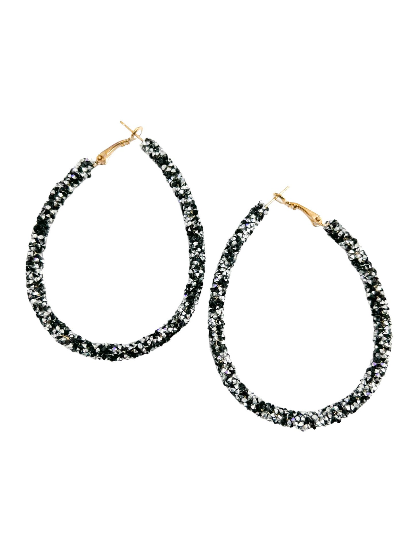 Teardrop Rhinestone Tube Hoops
