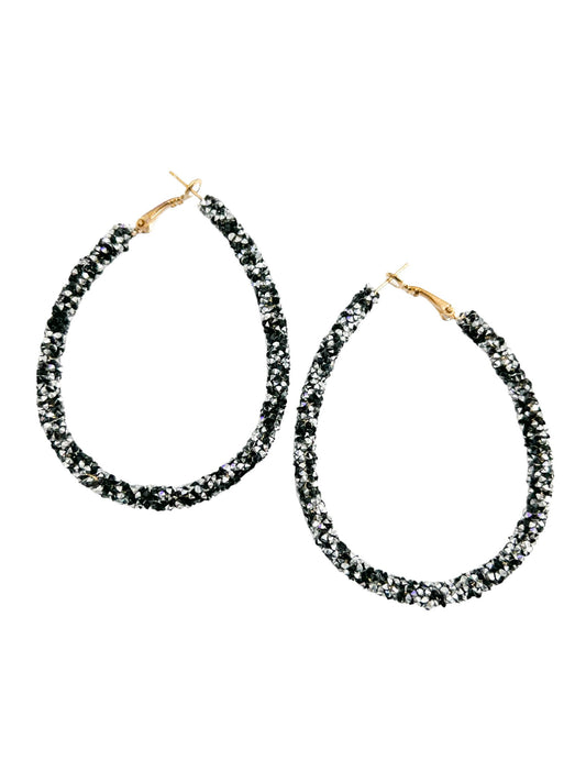 Teardrop Rhinestone Tube Hoops