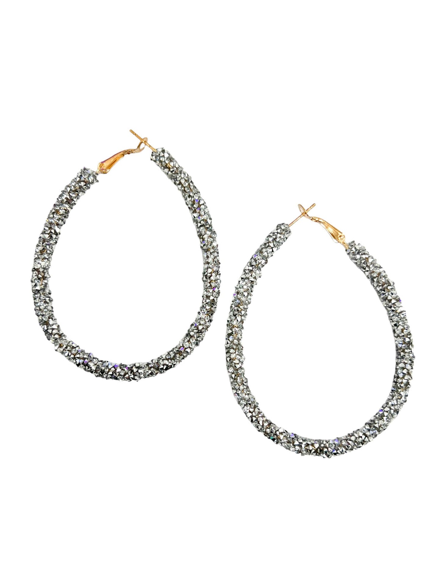 Teardrop Rhinestone Tube Hoops