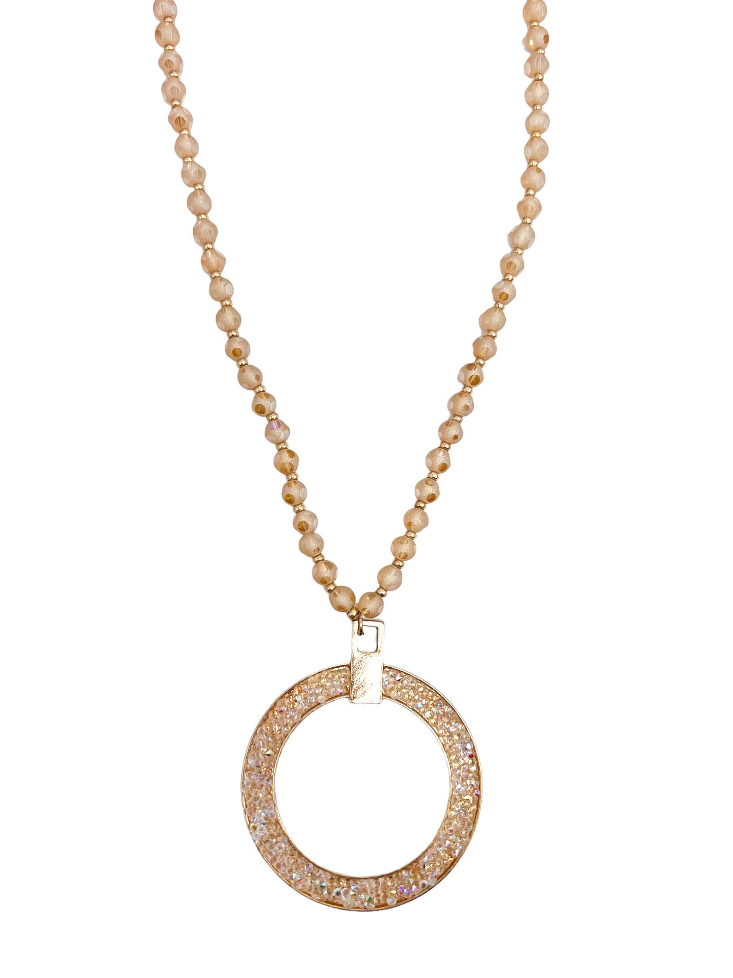 Long Beaded Open Circle Necklace