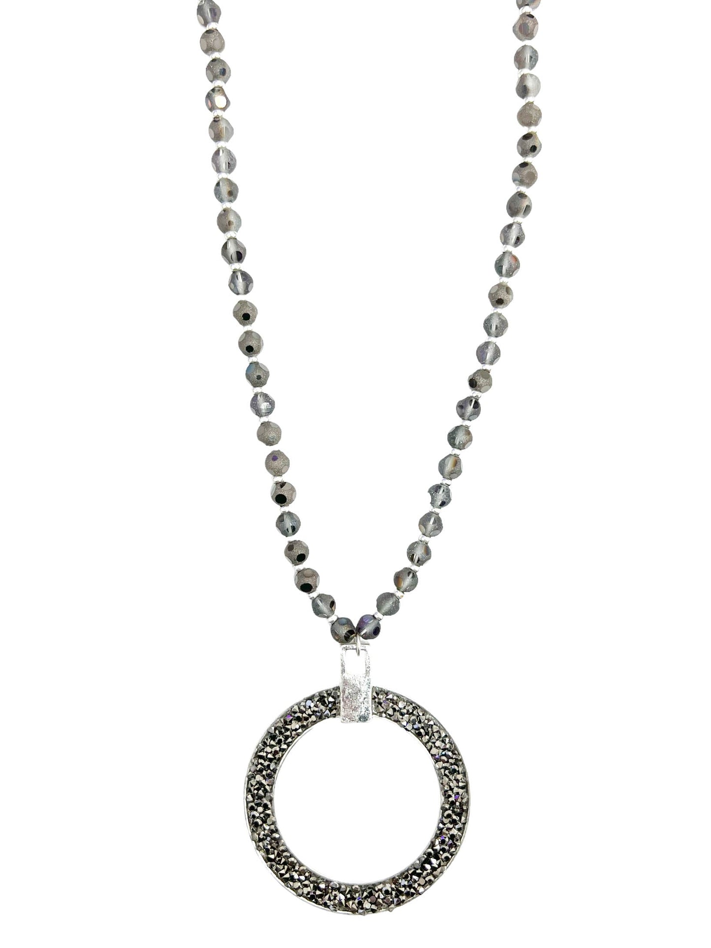 Long Beaded Open Circle Necklace