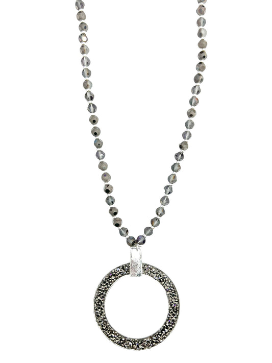 Long Beaded Open Circle Necklace