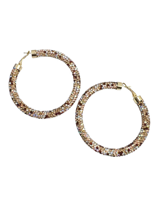 Large Rhinestone Tube Hoop Earrings