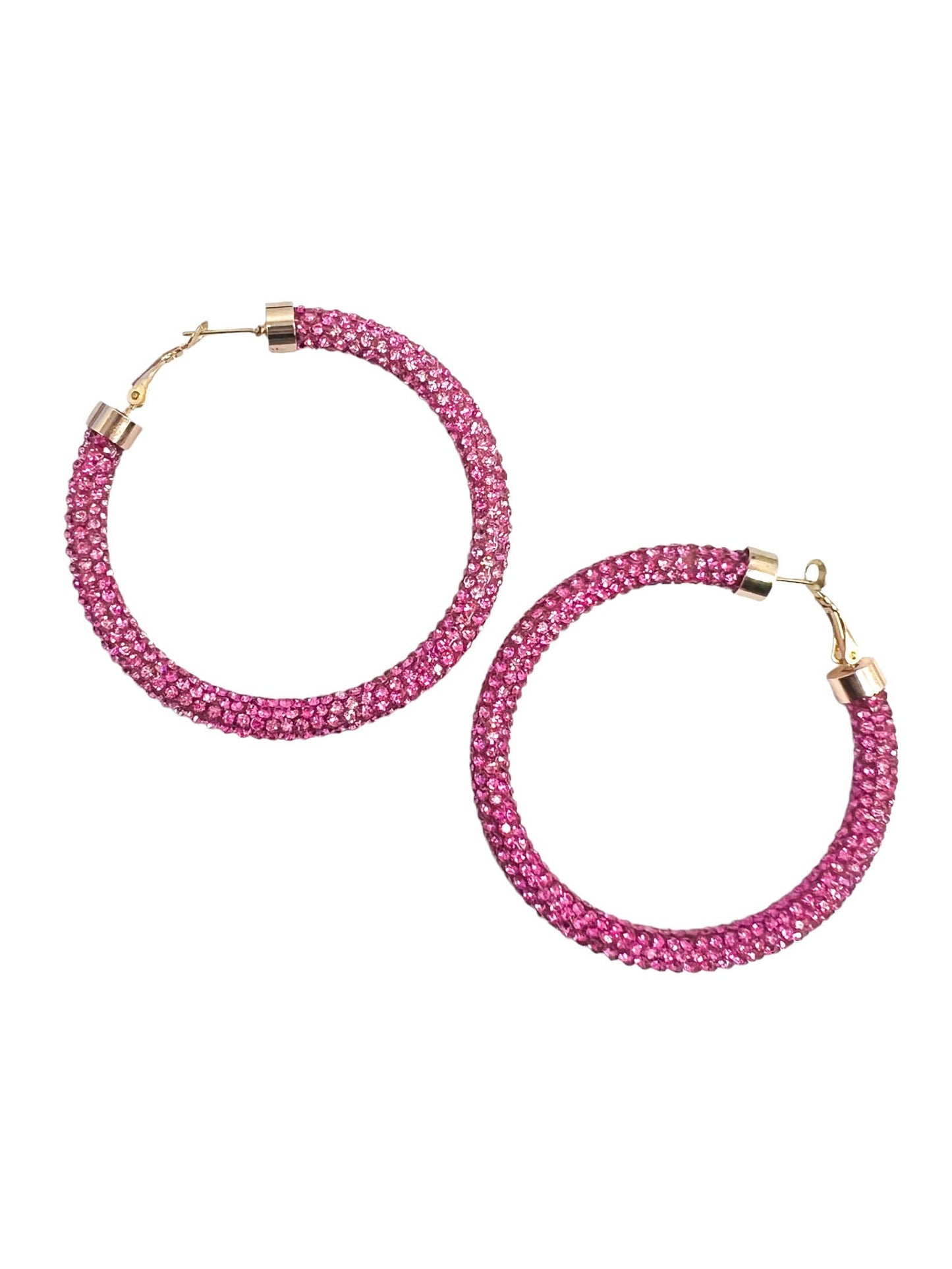 Large Rhinestone Tube Hoop Earrings