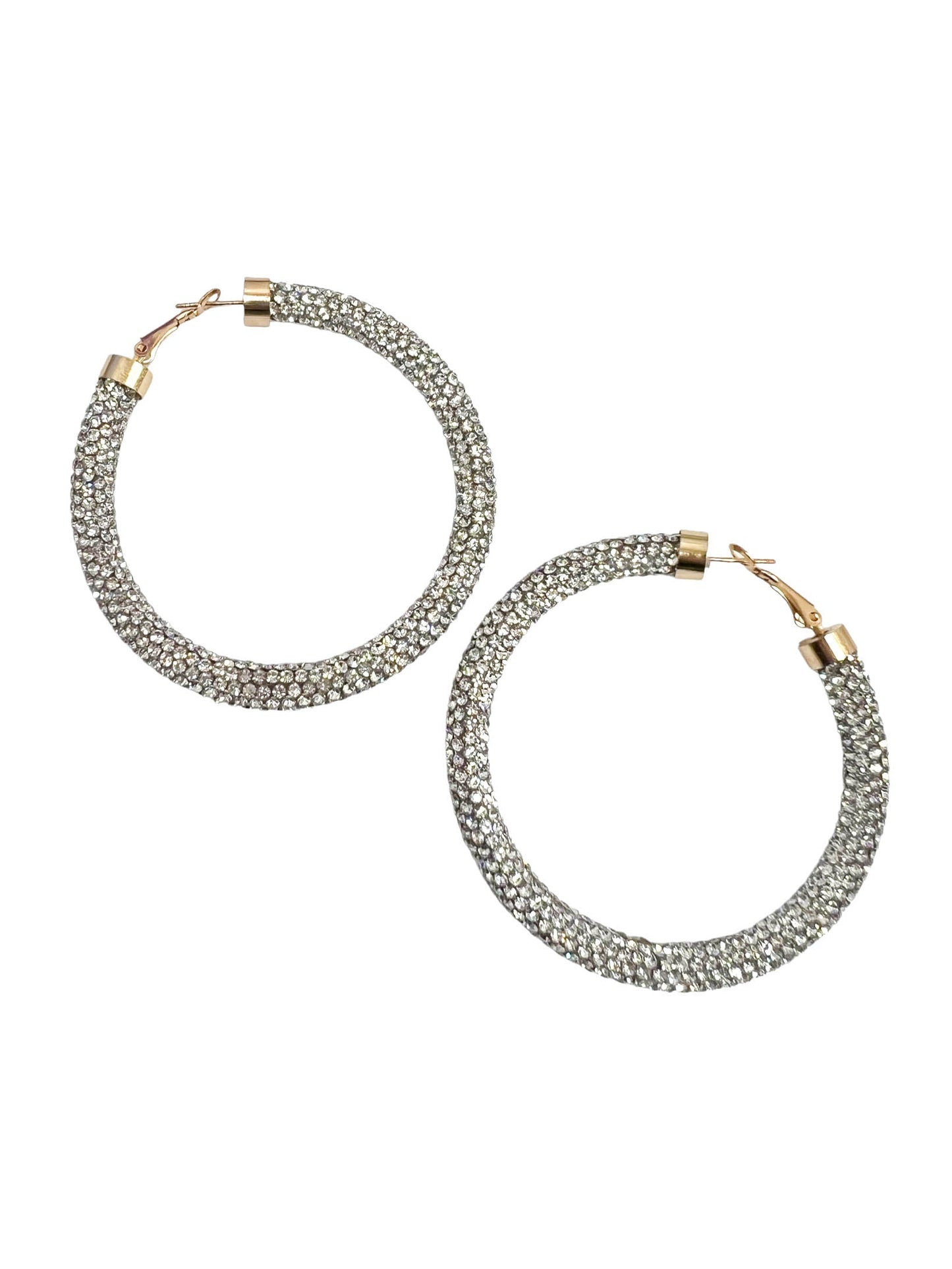 Large Rhinestone Tube Hoop Earrings