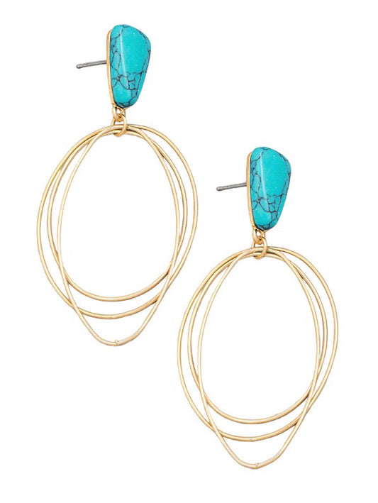 Layered Thin Oval Drop Earrings