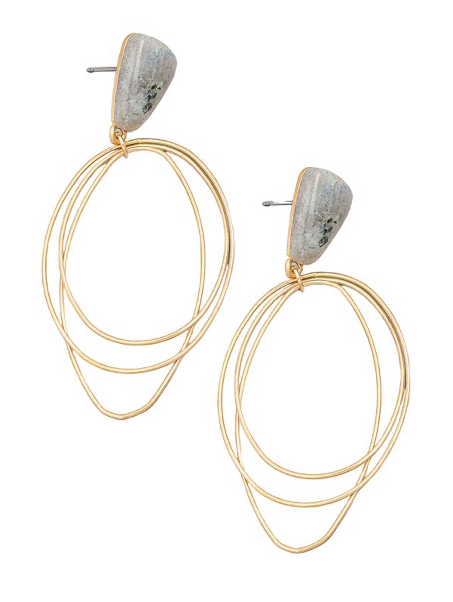 Layered Thin Oval Drop Earrings