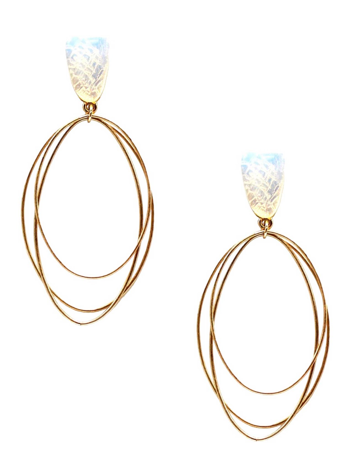 Layered Thin Oval Drop Earrings