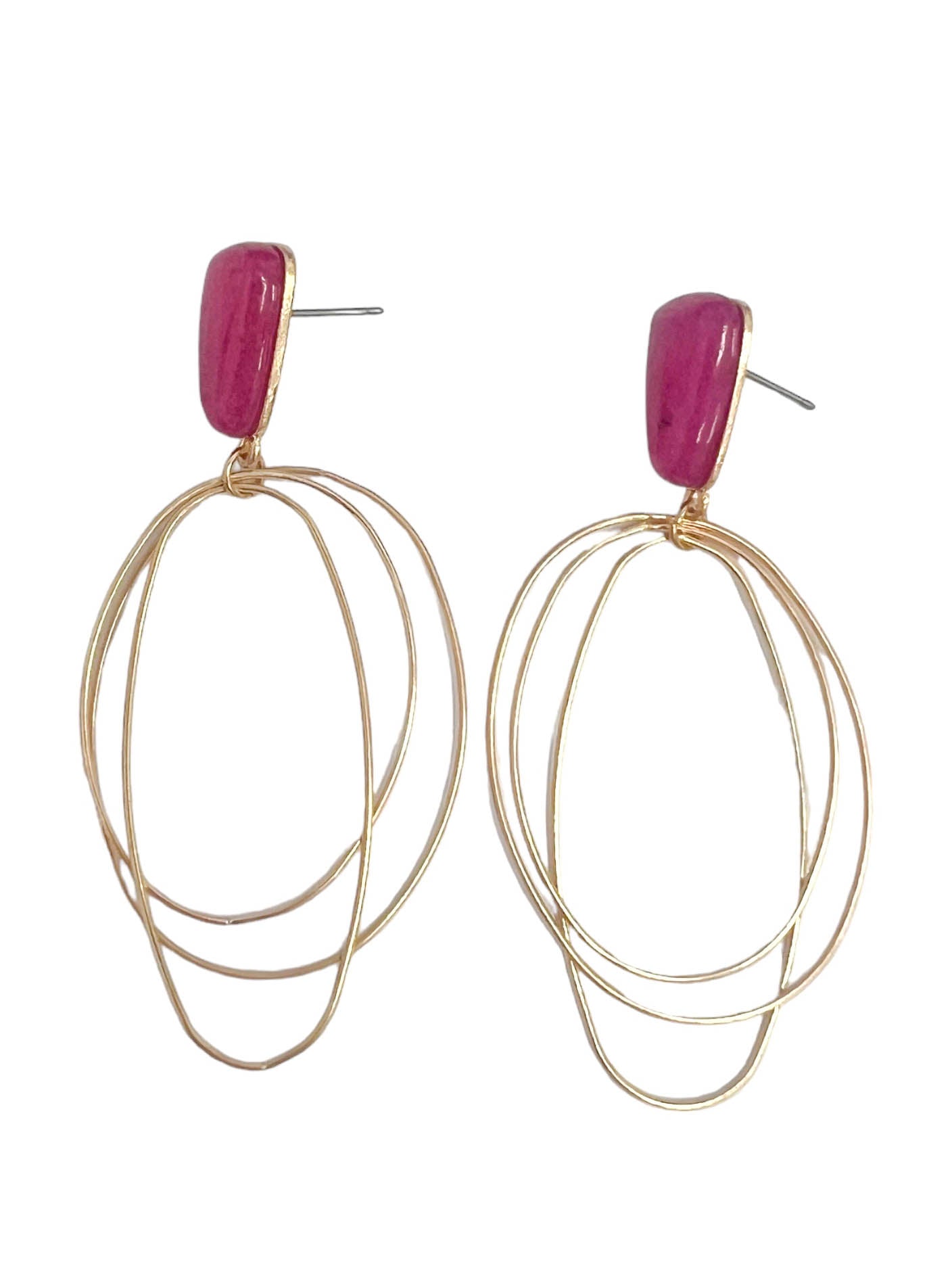 Layered Thin Oval Drop Earrings