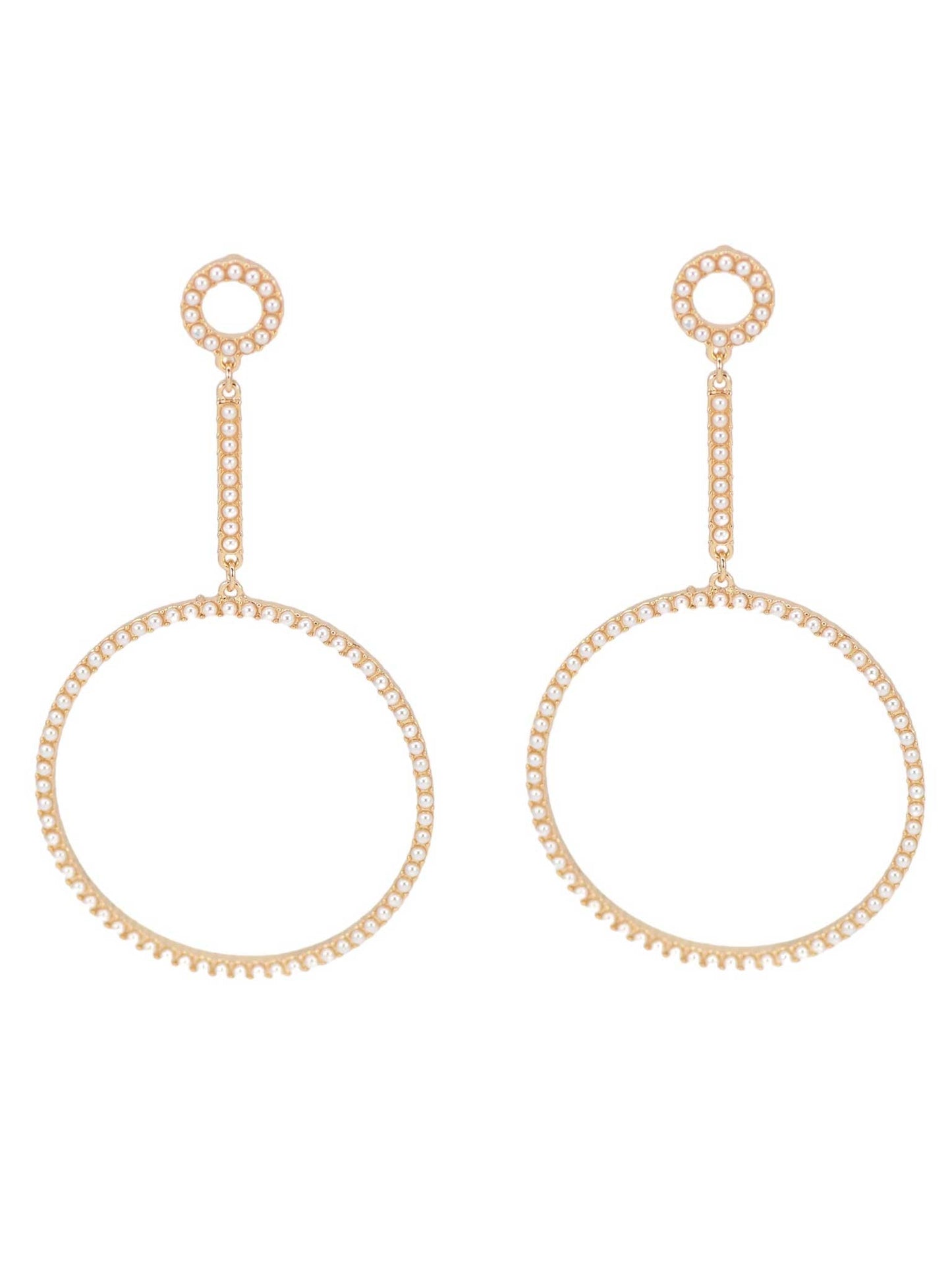 Pearl Bar Dangle Hoop Earrings