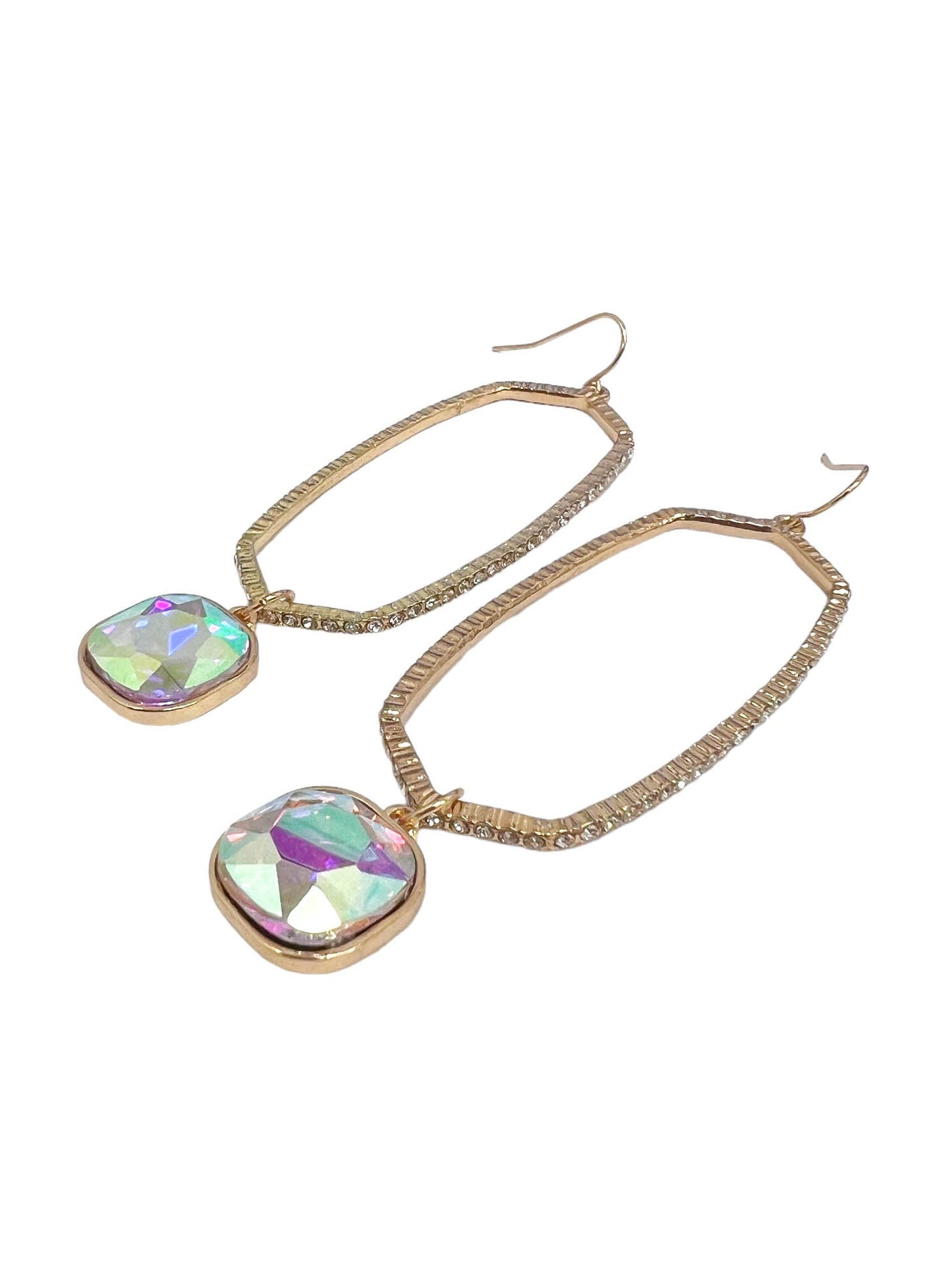 Oval Dangle Rhinestone Earrings