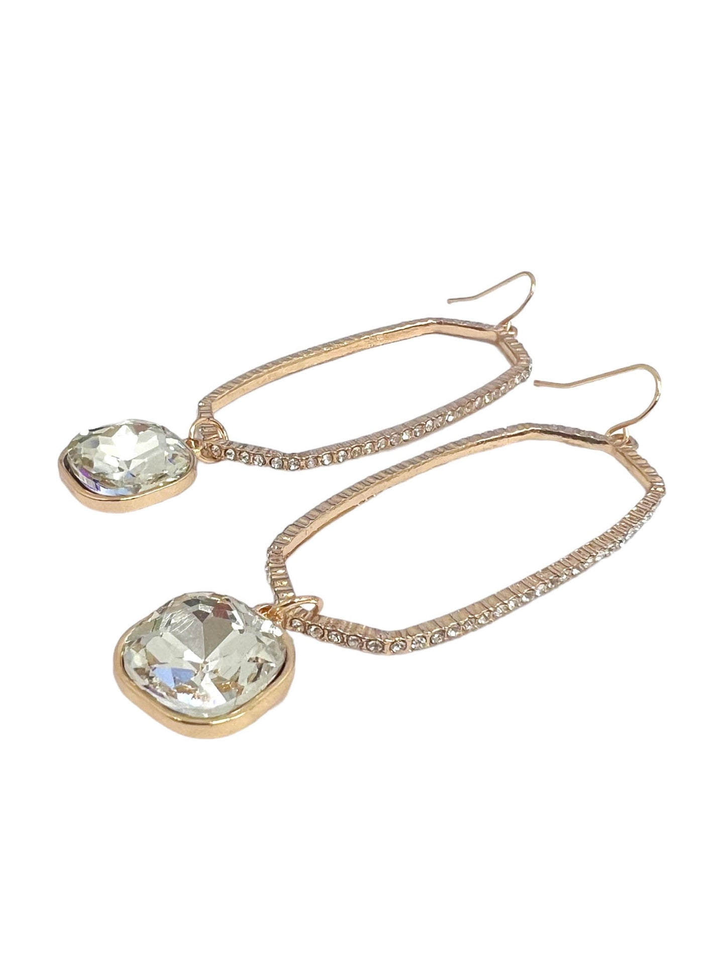 Oval Dangle Rhinestone Earrings