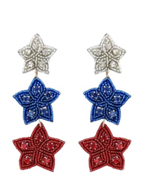 Made in the USA Triple Star Earrings