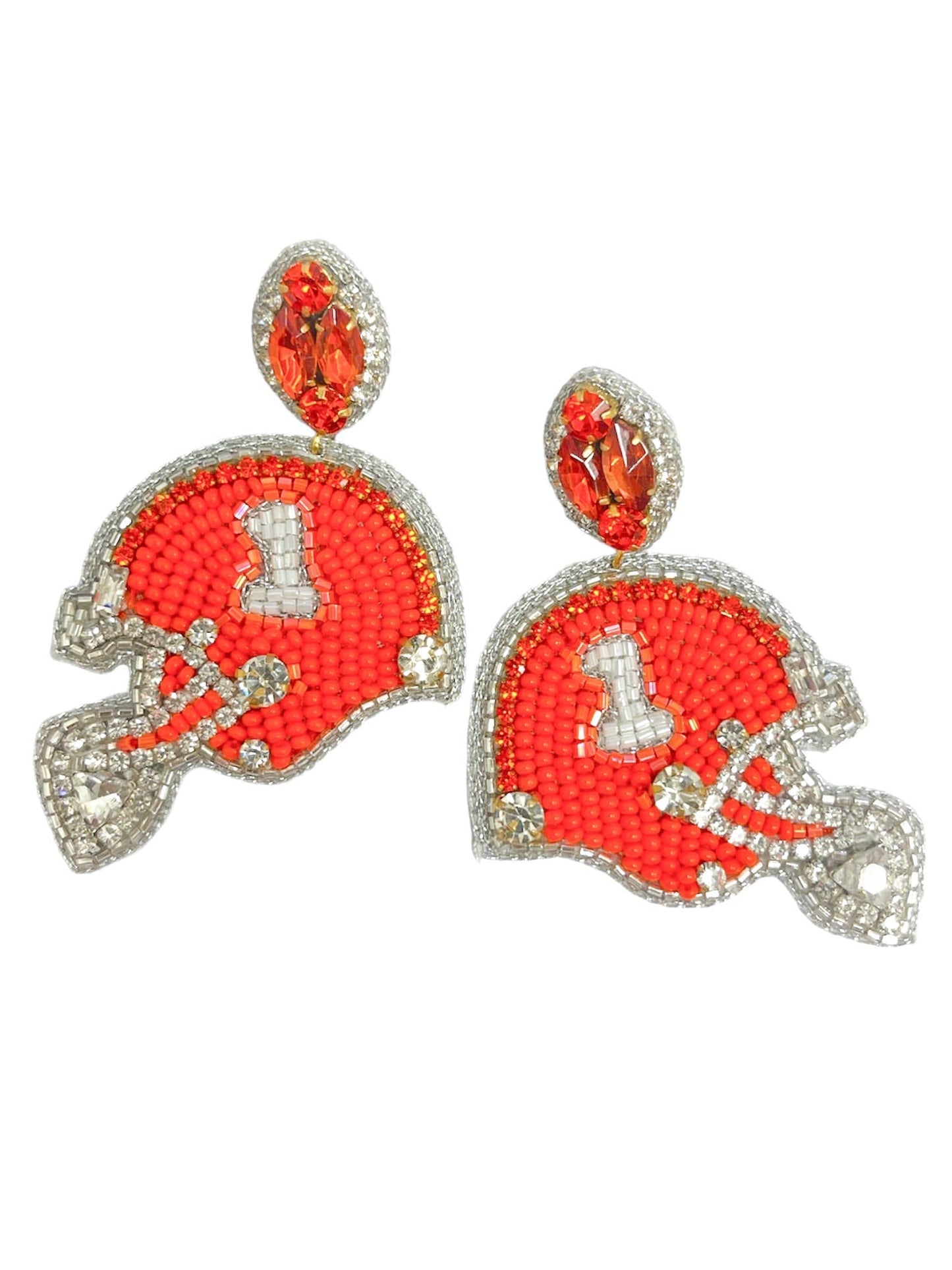 Orange Football Helmet Earrings