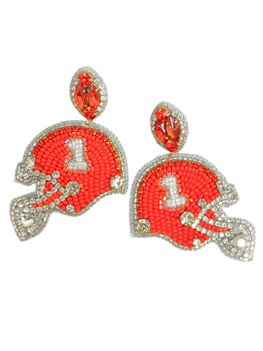 Orange Football Helmet Earrings