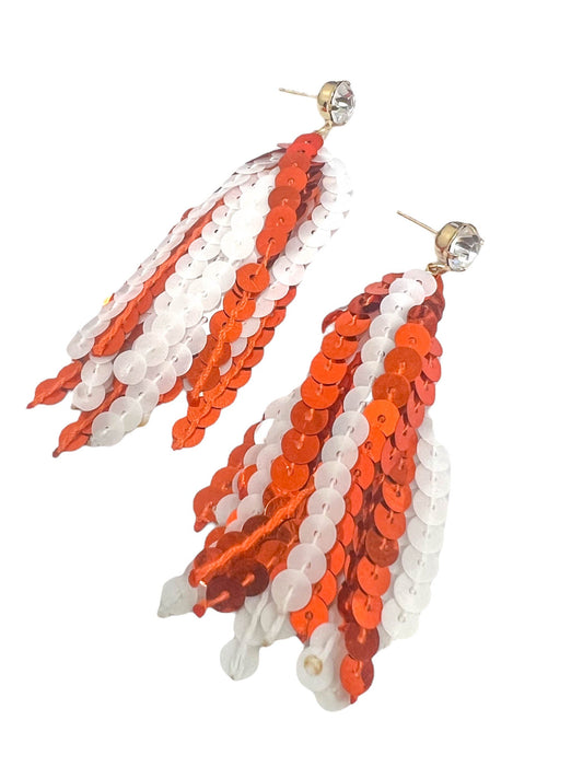 Orange/White Sequin Tassels