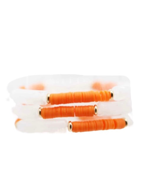 Orange and White Stretch Bracelet