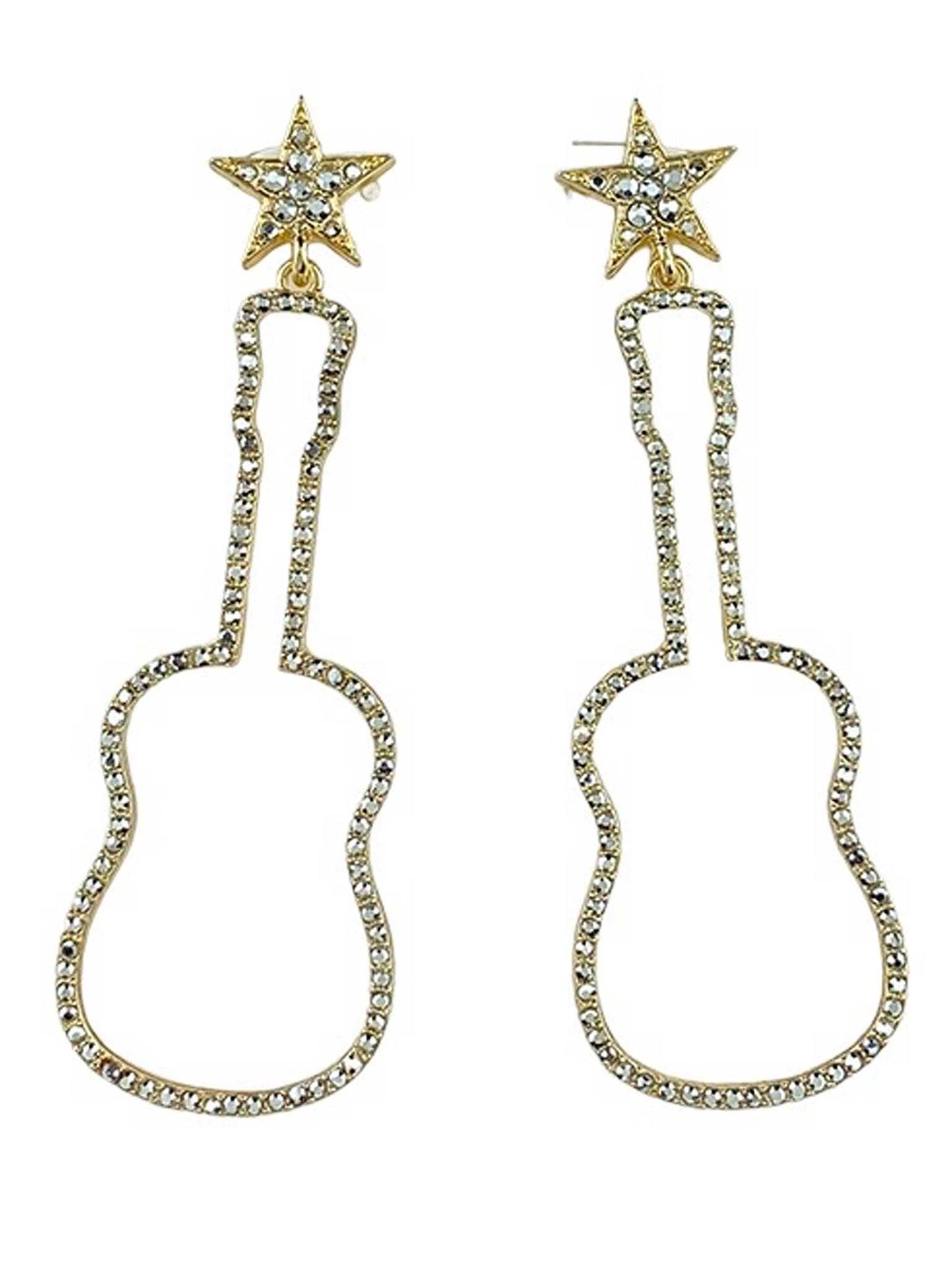 Pave Stone Guitar Earrings