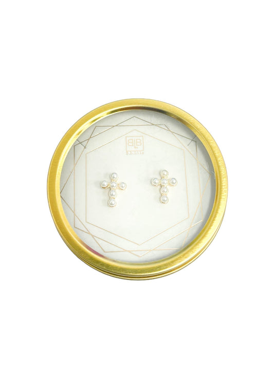Pearly Gates Cross Stud Earrings