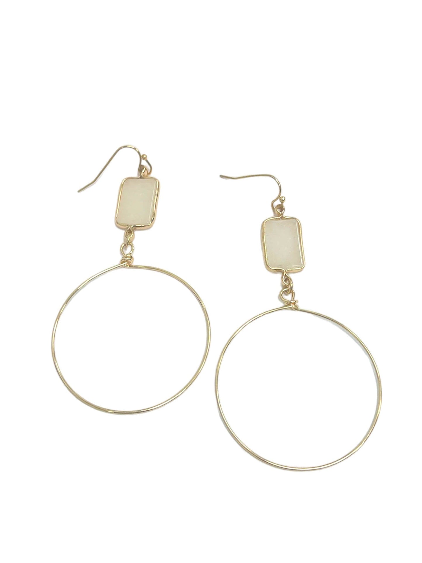 Natural Stone Circle Drop Earrings