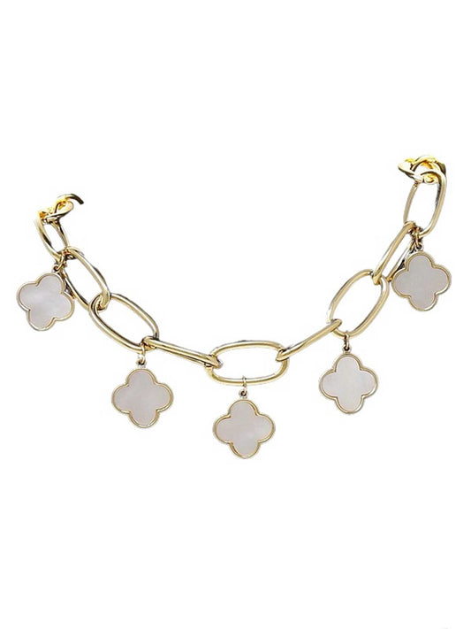 Clover Pendant Station Gold Dipped Short Necklace