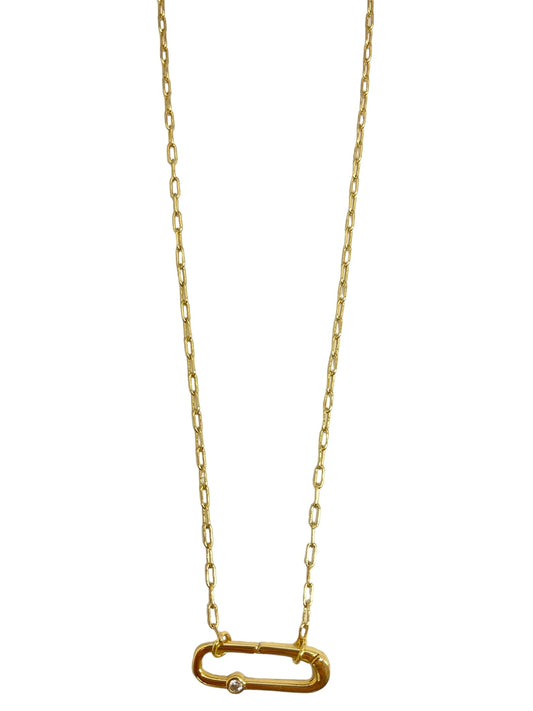 Charm Necklace Dainty Link Chain with Lock with Stone
