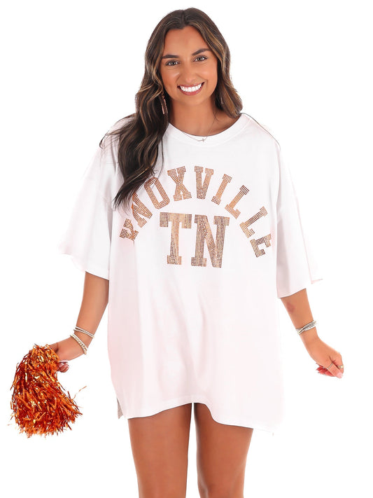 Orange Rhinestone Knoxville TN Oversized Tee