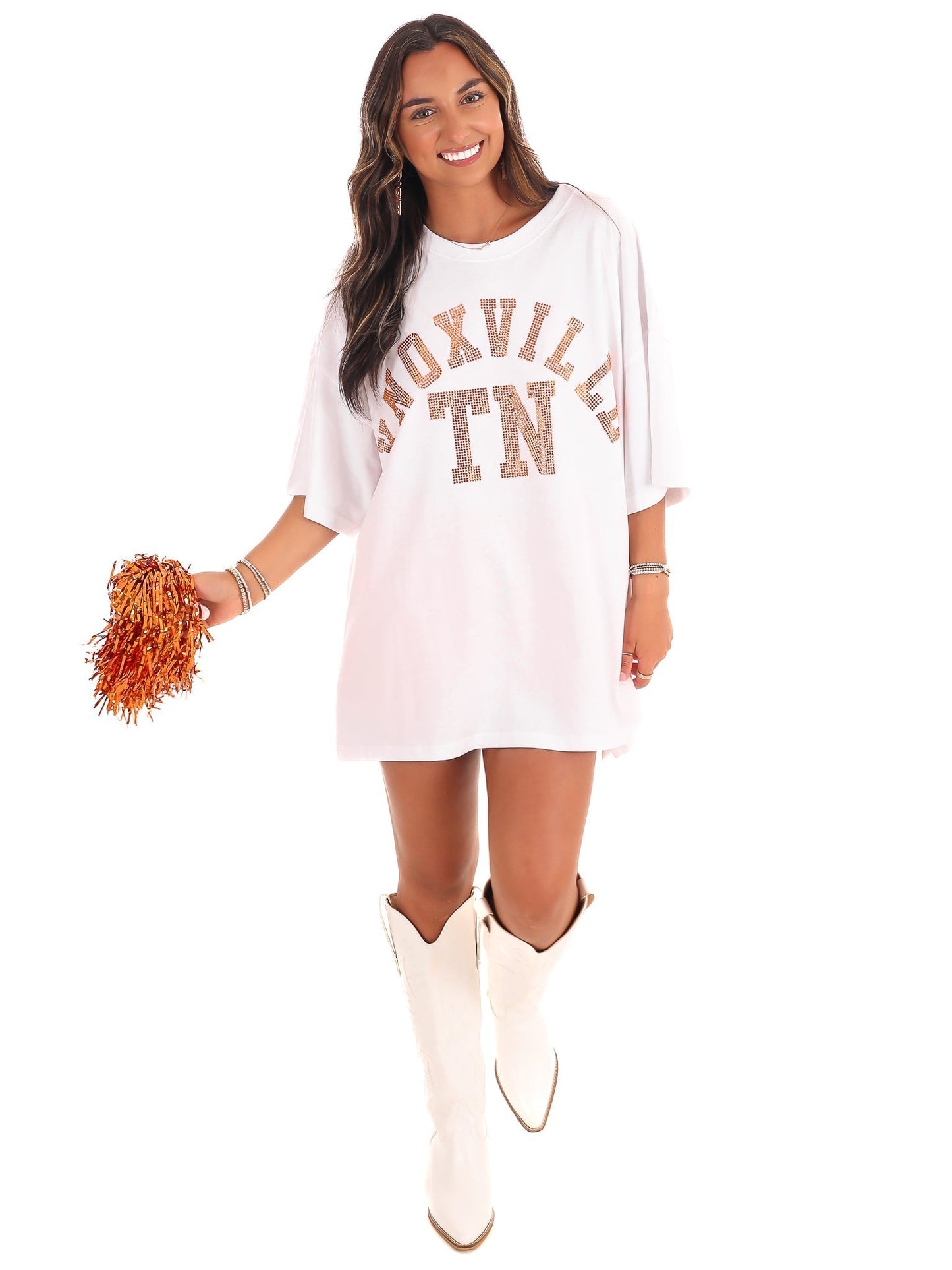 Orange Rhinestone Knoxville TN Oversized Tee