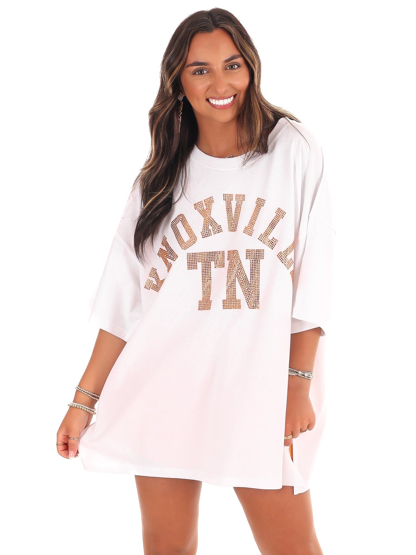 Orange Rhinestone Knoxville TN Oversized Tee