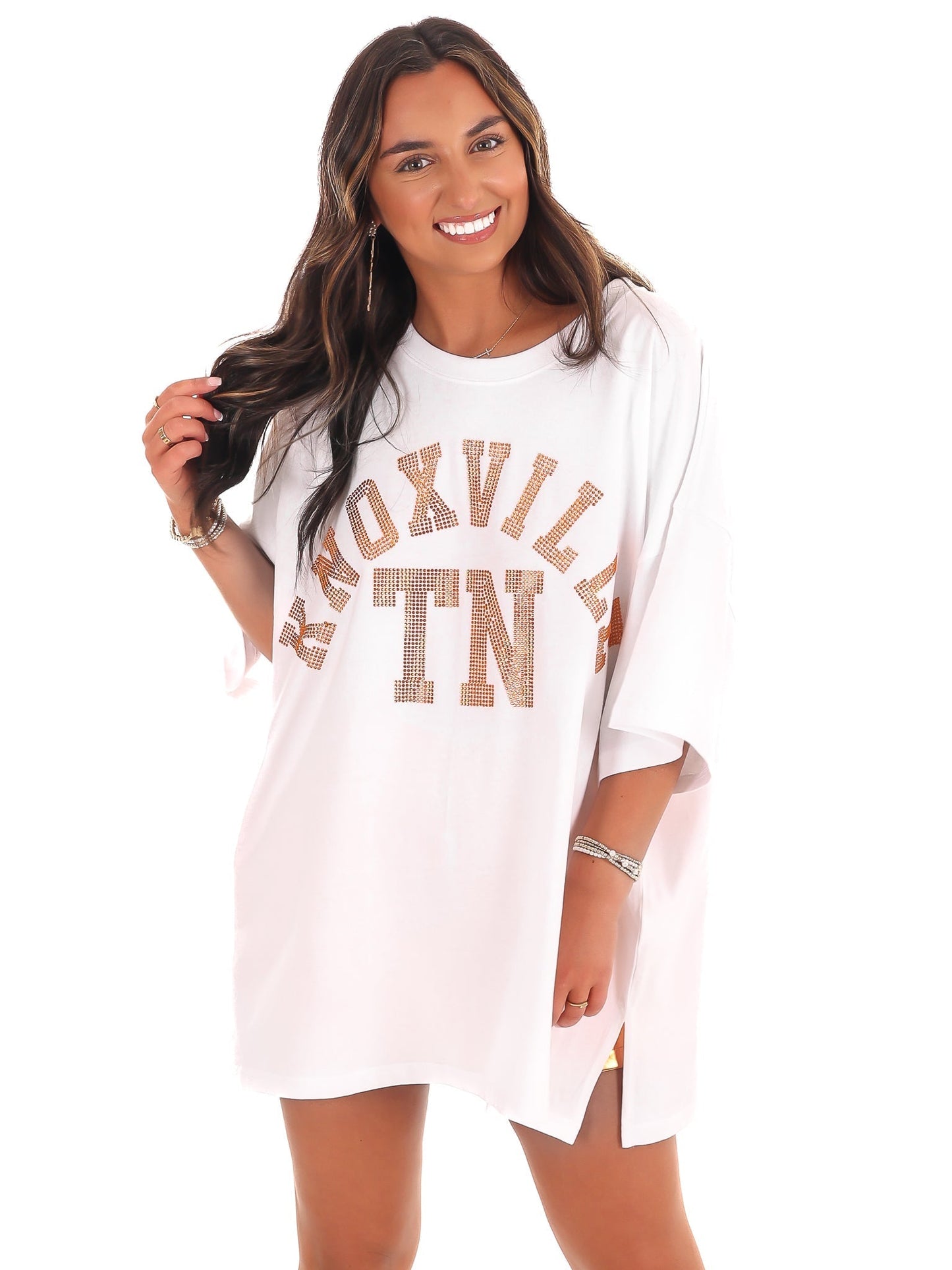 Orange Rhinestone Knoxville TN Oversized Tee