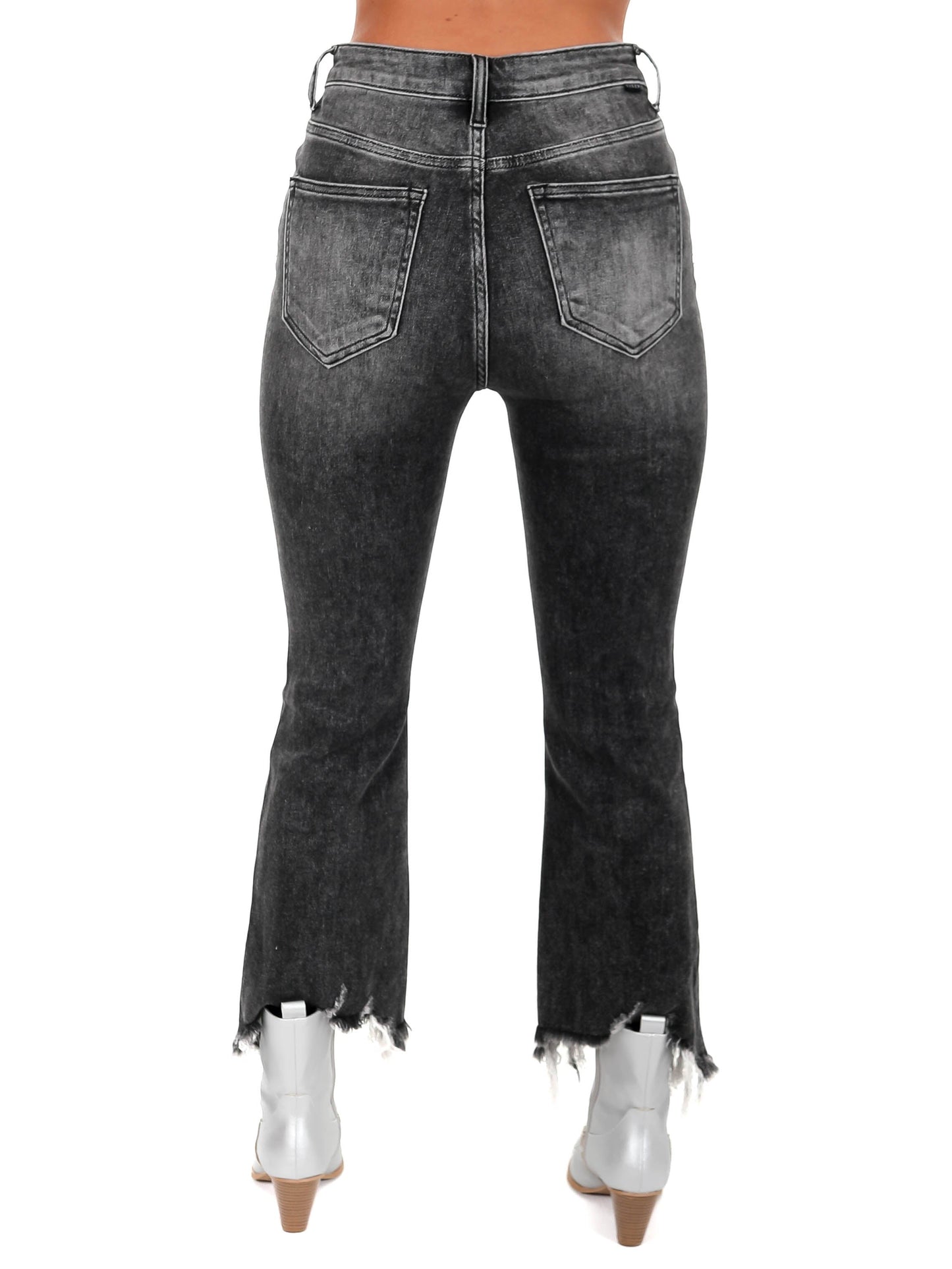 Curvy No Satisfaction Dark Grey Ankle Flare