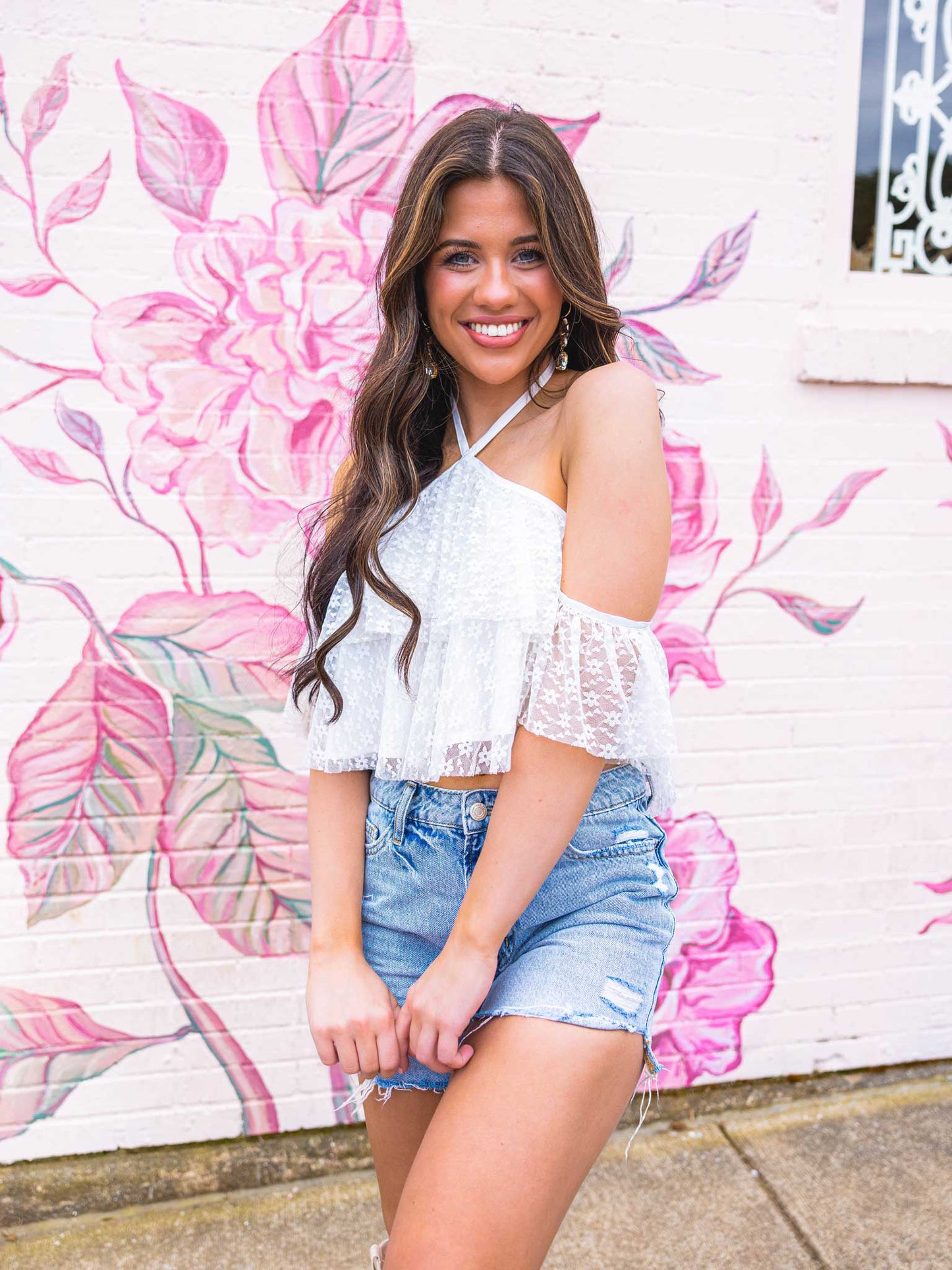 Stress Free Halter Lace Crop Top
