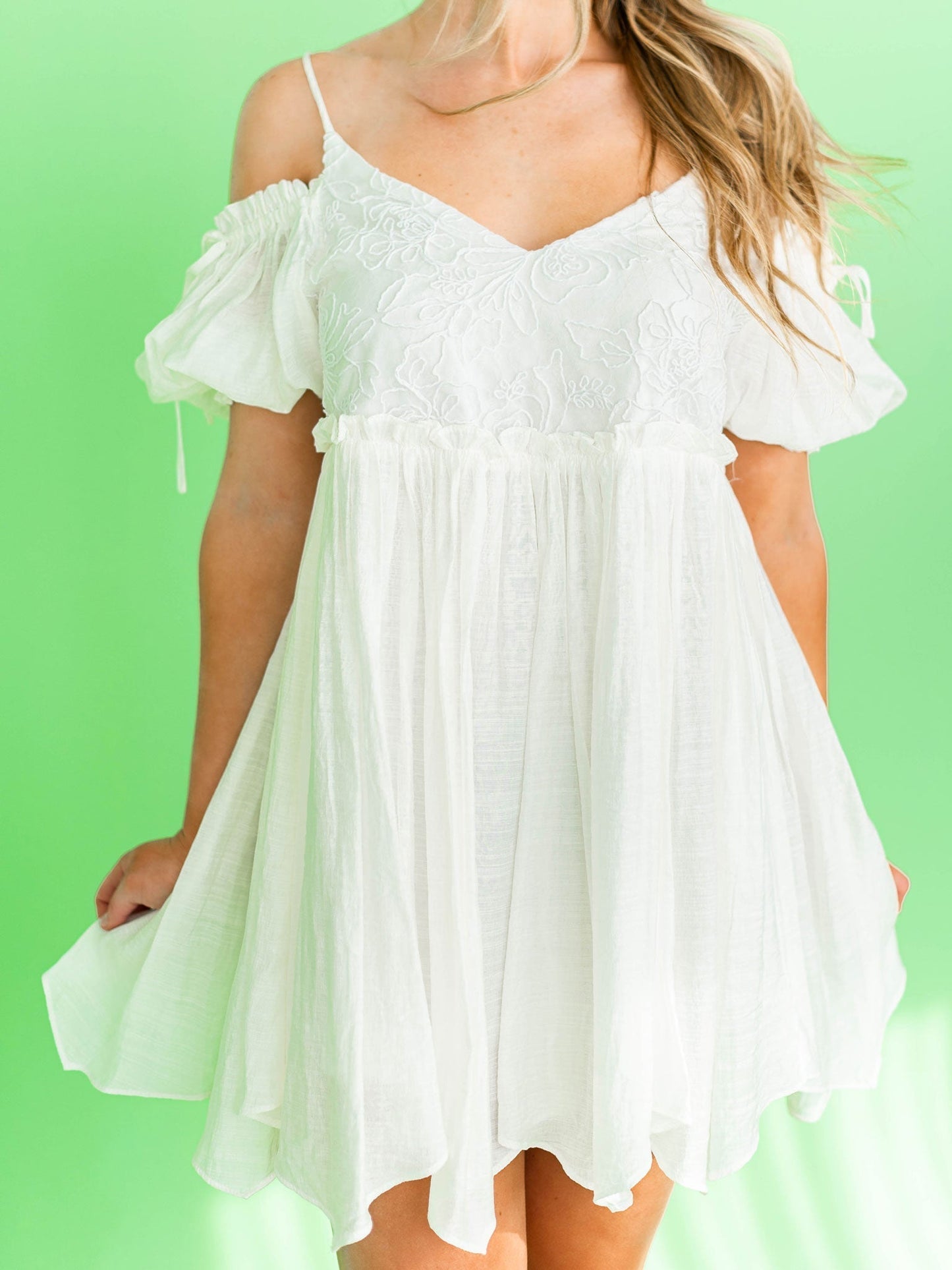 In Awe Off Shoulder Floral Lace Dress